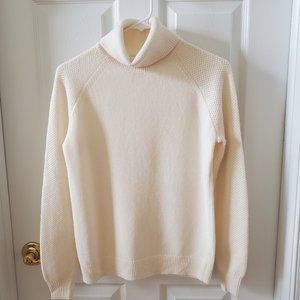 LOFT size xs cream/off white cotton/acrylic warm turtleneck sweater
